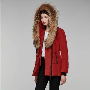 Mackage Adali red fox trim hooded down jacket